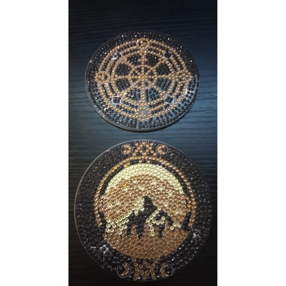 Set of 8 Diamond‎ Painted Mystic Tarot Coasters